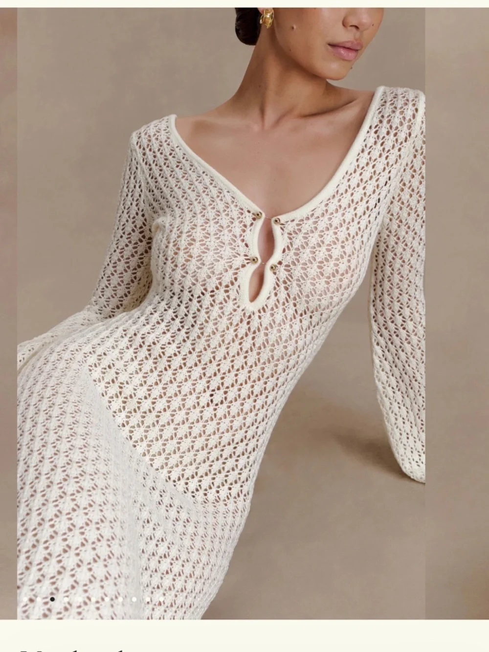 Meshki Kayleigh Crochet Fishtail Flare Sleeve Maxi Dress - Picture 3 of 5